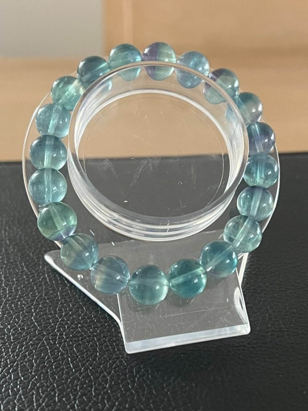 Natural Genuine Blue-Green and Purple Fluorite Stretch Bracelet
